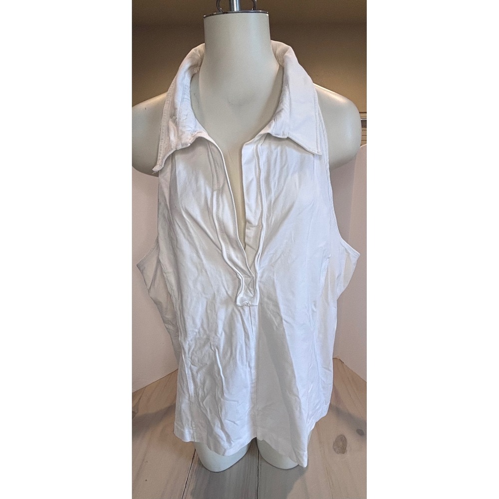 Pilcro Reworked Halter Tank Anthropologie Plus Women 3X White Collared‎ Preppy
